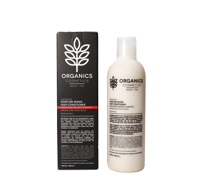 ORGANICS COSMETICS MOISTURE REPAIR DEEP CONDITIONER ARGAN AND AVOCADO 250 ML - Farmacia Del Monaco