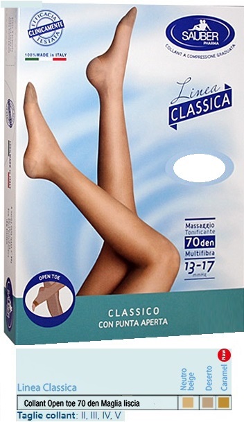 SAUBER COLLANT OPEN TOE MAGLIA LISCIA 70 DEN COLORE NEUTRO BEIGE TAGLIA 5 LINEA CLASSICA - Farmacia Del Monaco