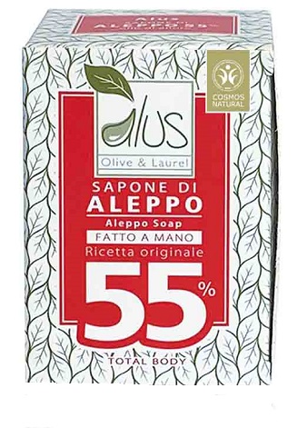ALUS OLIVE & LAUREL SAPONE DI ALEPPO FATTO A MANO 55% 200 G - Farmacia Del Monaco