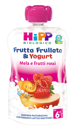 HIPP BIO FRUTTA FRULLATA YOGURT MELA FRUTTI ROSSI 90 G - Farmacia Del Monaco