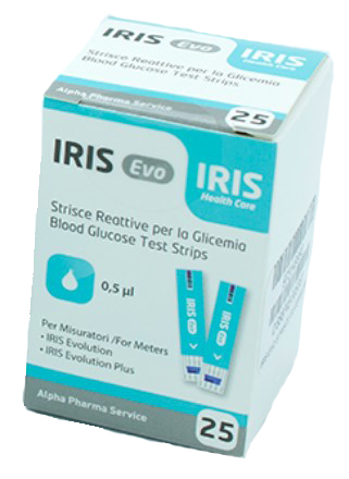 STRISCE MISURAZIONE GLICEMIA IRIS EVO 25 PEZZI - Farmacia Del Monaco