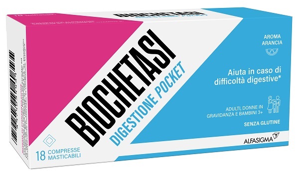 BIOCHETASI DIGESTIONE POCKET 18 COMPRESSE MASTICABILI - Farmacia Del Monaco