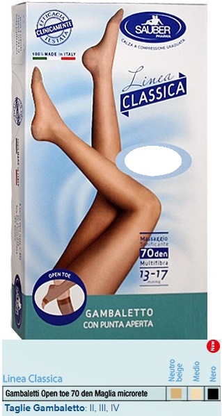 SAUBER GAMBALETTO OPEN TOE MAGLIA MICRORETE 70 DEN COLORE NERO TAGLIA 4 LINEA CLASSICA - Farmacia Del Monaco