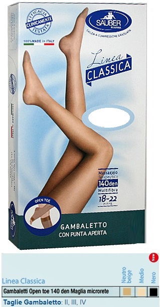 SAUBER GAMBALETTO OPEN TOE MAGLIA MICRORETE 140 DEN COLORE NERO TAGLIA 2 LINEA CLASSICA - Farmacia Del Monaco