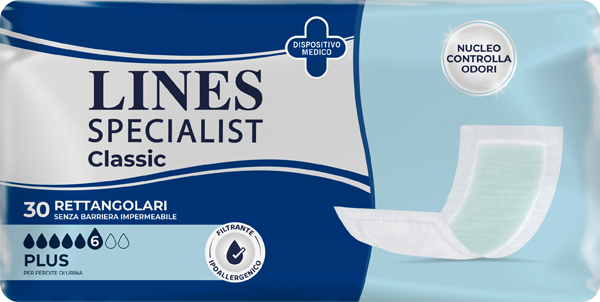 PANNOLONE RETTANGOLARE LINES SPECIALIST CLASSIC SENZA BARRIERA 30 PEZZI - Farmacia Del Monaco