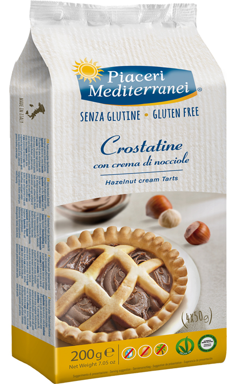 PIACERI MEDITERRANEI CROSTATINA CON CREMA DI NOCCIOLA 4 X 50 G - Farmacia Del Monaco