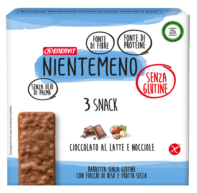 NIENTEMENO BAR CIOCCOLATO AL LATTE NOCCIOLE 3 X 33 G - Farmacia Del Monaco