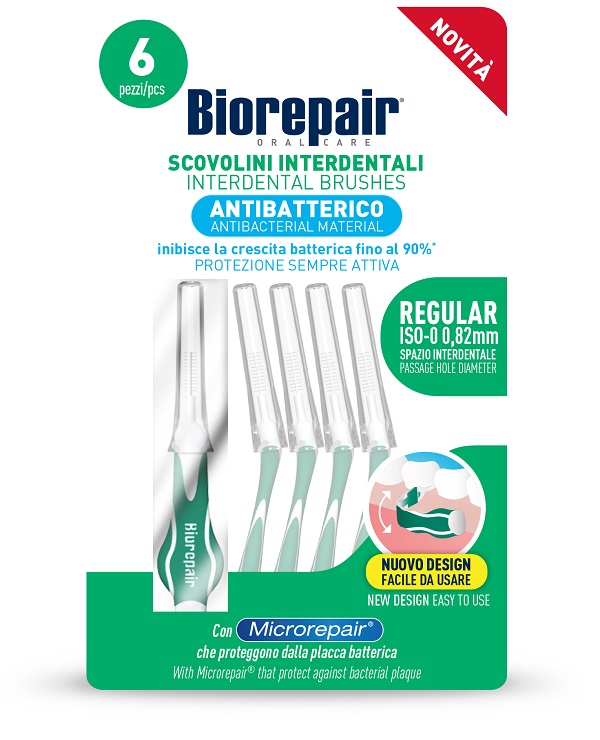 BIOREPAIR SCOVOLINI INTERDENTALI ANTIBATTERICO REGULAR ISO-0 0,82 MM 6 PEZZI - Farmacia Del Monaco