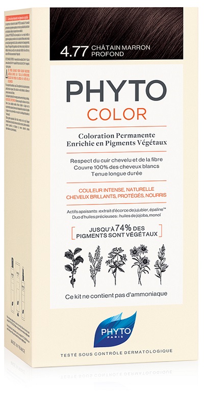 PHYTOCOLOR 4,77 CASTANO MARRONE INTENSO LATTE + CREMA + MASCHERA + 1 PAIO DI GUANTI - Farmacia Del Monaco