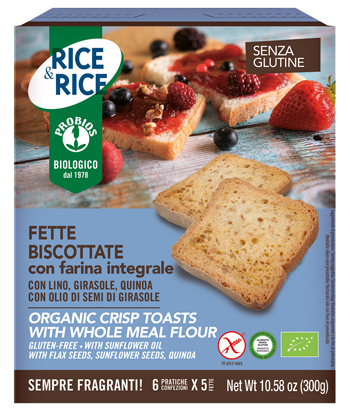 RICE&RICE FETTE BISCOTTATE CON FARINA INTEGRALE 300 G - Farmacia Del Monaco