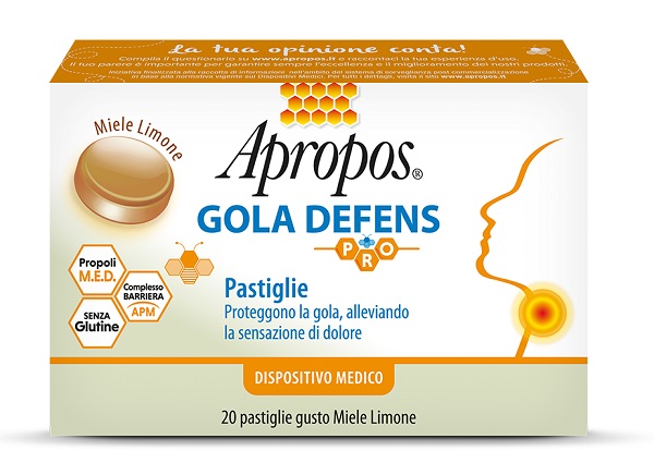 APROPOS GOLA DEFENS PRO 20 PASTIGLIE MIELE LIMONE - Farmacia Del Monaco