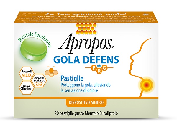 APROPOS GOLA DEFENS PRO 20 PASTIGLIE MENTOLO EUCALIPTO - Farmacia Del Monaco