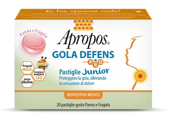 APROPOS GOLA DEFENS PRO 20 PASTIGLIE JUNIOR PANNA FRAGOLA - Farmacia Del Monaco