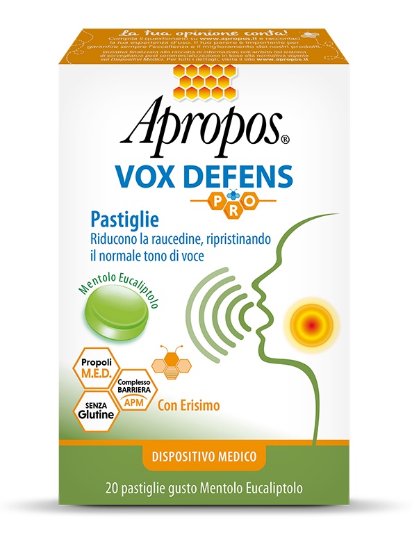 APROPOS VOX DEFENS PRO MENTOLO EUCALIPTO 20 PASTIGLIE - Farmacia Del Monaco