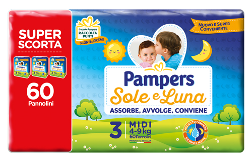 PAMPERS SOLE&LUNA TRIO MIDI 60 PEZZI - Farmacia Del Monaco