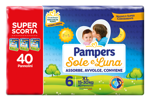 PAMPERS SOLE&LUNA TRIO XL 40 PEZZI - Farmacia Del Monaco