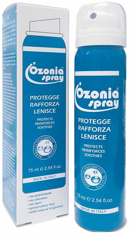 OZONIA SPRAY A BASE DI OLIO OZONIZZATO PER CUTE E MUCOSE ARROSSATE INFIAMMATE DISTROFICHE SENSIBILI 75 ML - Farmacia Del Monaco