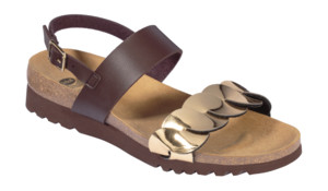 SCARPA JADA SANDAL SYNTHETIC W BROWN/GOLD TOMAIA IN SIMILPELLE+SIMILPELLE A SPECCHIO FODERA IN FELTRO SOTTOPIEDE IN MICROFIBRA SUOLA EVA 38 - Farmacia Del Monaco