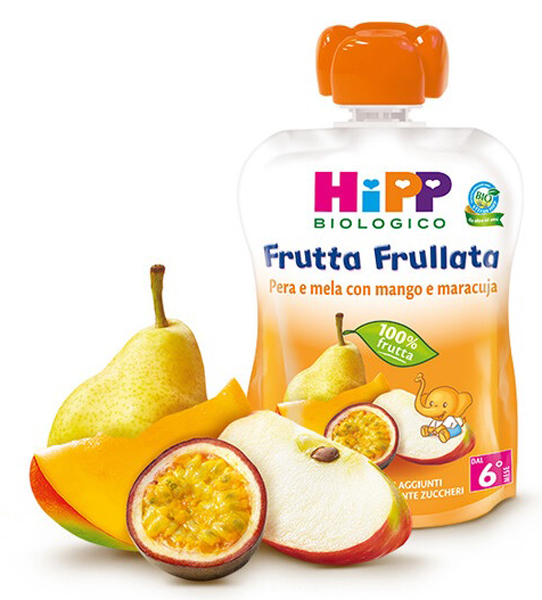 HIPP BIO FRUTTA FRULLATA PERA/MELA CON MANGO E MARACUJA 90 G - Farmacia Del Monaco