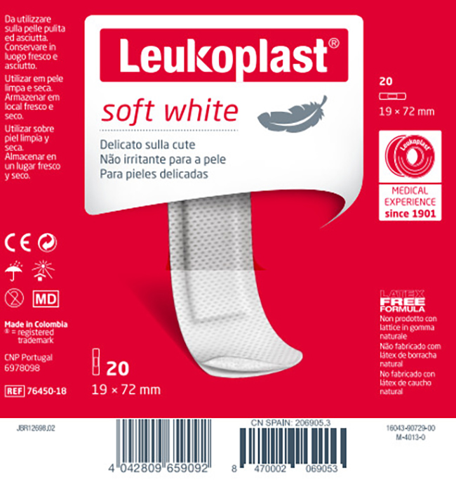 LEUKOPLAST SOFT WHITE 72 X 19 CM 20 PEZZI - Farmacia Del Monaco