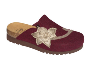 SCARPA LAILA FELT+FLORAL DETAIL W BURGUNDY 35 - Farmacia Del Monaco