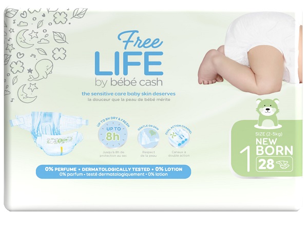 FREELIFE BY BEBECASH PANNOLINI NEW BORN TAGLIA 1 2-4 KG GIROVITA 30-41 CM 28 PEZZI - Farmacia Del Monaco