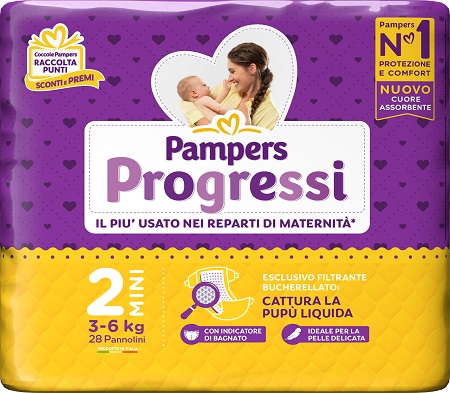 PAMPERS PROGRESSI MINI PANNOLINO 2 3-6KG 30 PEZZI - Farmacia Del Monaco