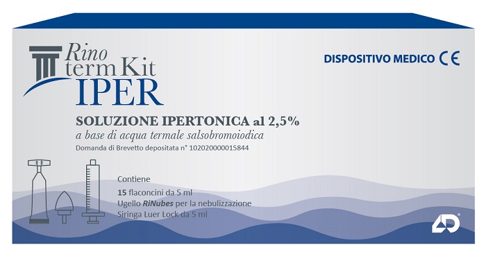 RINOTERM KIT IPER 15 FLACONCINI DA 5 ML + UGELLO RINUBES PER NEBULIZZAZIONE + SIRINGA LUER LOCK DA 5 ML - Farmacia Del Monaco