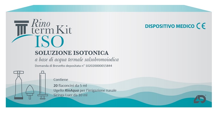 RINOTERM KIT ISO 20 FLACONCINI DA 5 ML + UGELLO RINAQUA PER IRRIGAZIONE NASALE + SIRINGA DA 10 ML - Farmacia Del Monaco