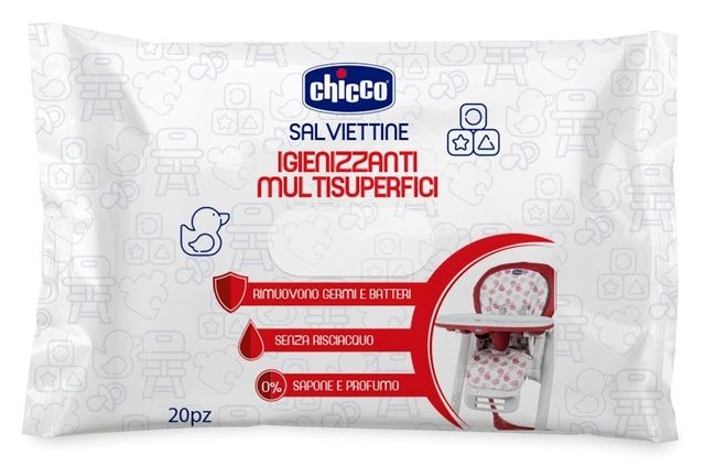 CHICCO SALVIETTINE IGIENIZZANTI 20 PEZZI - Farmacia Del Monaco