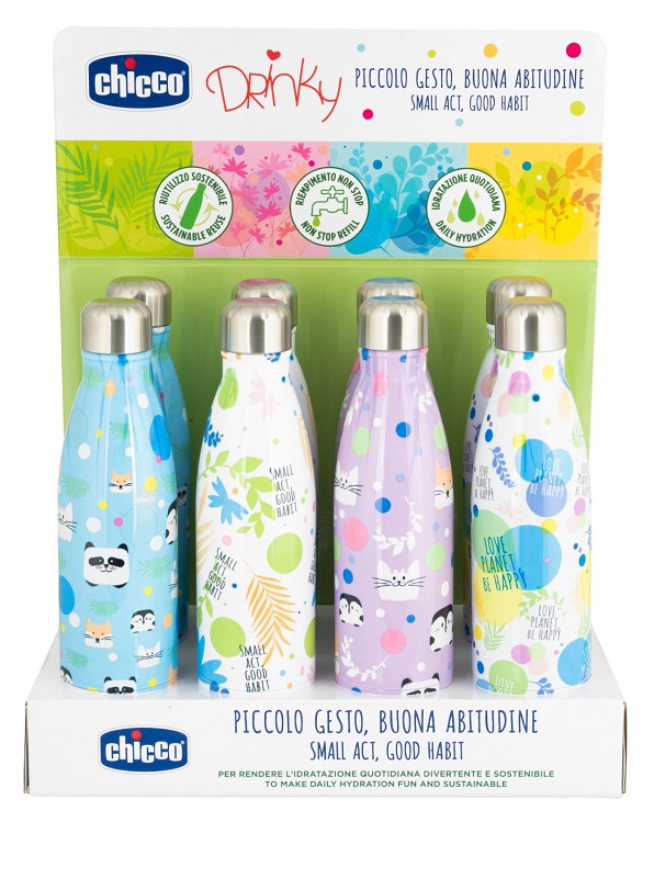 CHICCO BOTTIGLIA INOX DA 500 ML DISPLAY BOX - Farmacia Del Monaco
