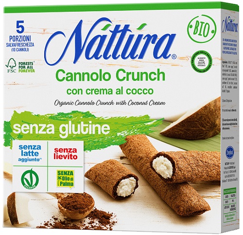 NATTURA CANNOLO CRUNCH CON CREMA AL COCCO BIO 5 PEZZI DA 25 G - Farmacia Del Monaco