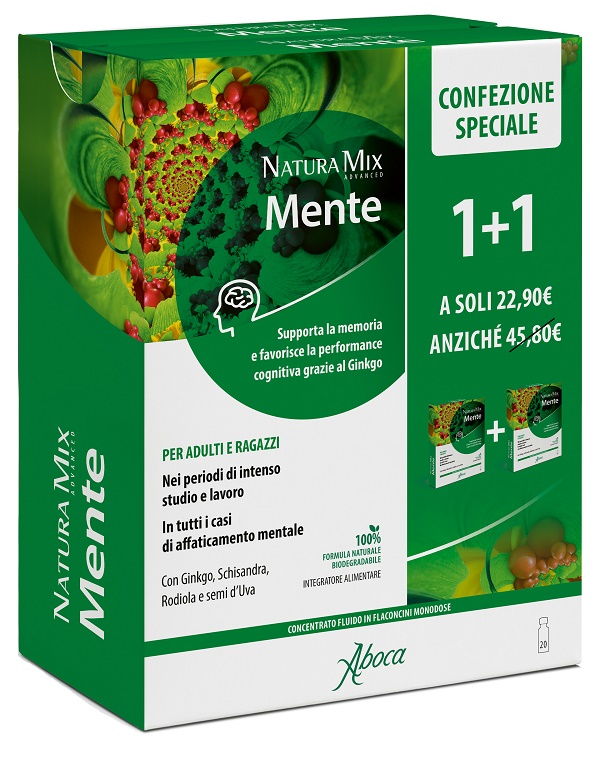 NATURA MIX ADVANCED MENTE 10 FLACONCINI + 10 FLACONCINI 300 ML CONFEZIONE SPECIALE - Farmacia Del Monaco