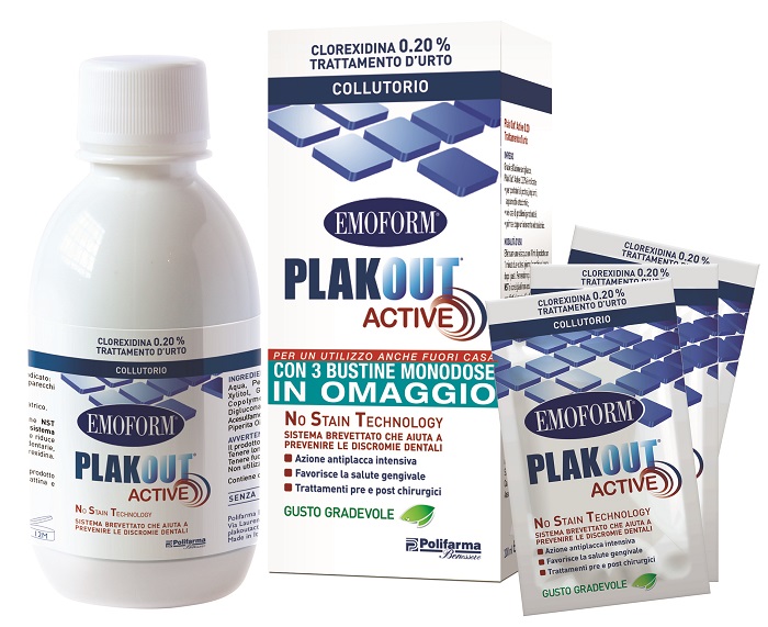 EMOFORM PLAK OUT ACTIVE 0,20% 200 ML + 3 BUSTE - Farmacia Del Monaco