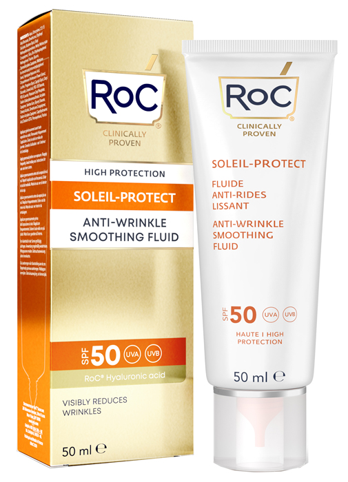 ROC FLUIDO SOLARE VISO SPF 50+ ANTI-RUGHE LEVIGANTE  50 ML - Farmacia Del Monaco