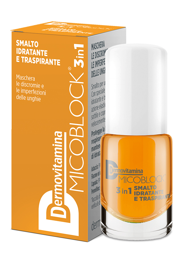 DERMOVITAMINA MICOBLOCK 3 IN 1 SMALTO IDRATANTE E TRASPIRANTE GIALLO 5 ML - Farmacia Del Monaco