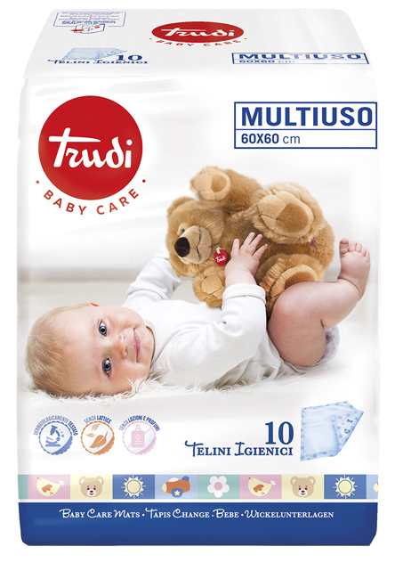 TRUDI BABY CARE TELINI MULTIUSO 60X60 CM 10 PEZZI - Farmacia Del Monaco
