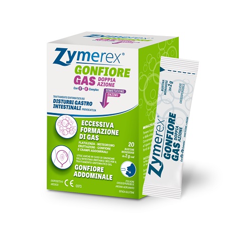 ZYMEREX GONFIORE GAS DOPPIA AZIONE CON S+E COMPLEX 20 BUSTINE MONODOSE DA 2 G - Farmacia Del Monaco