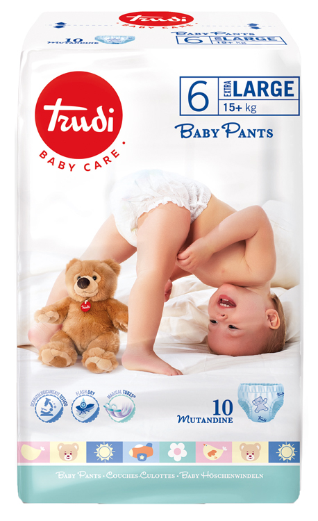 TRUDI BABY CARE PANTS EXTRALARGE 15 KG+ 10 PEZZI - Farmacia Del Monaco