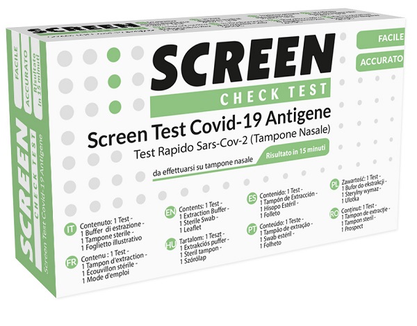 SCREEN TEST AUTODIAGNOSTICO ANTIGENICO RAPIDO COVID-19 SARS-COV-2 TAMPONI NASALI SELFTEST COVID TEST ANTIGENE SCREEN - Farmacia Del Monaco