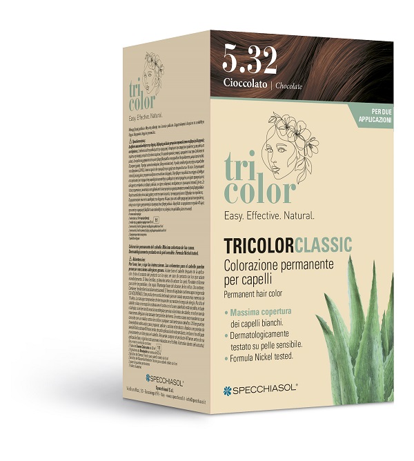 TRICOLOR CLASSIC 5,32 CIOCCOLATO 2 TUBI 50 ML + 2 SHAKER 50 ML + 4 BUSTINE 8 ML - Farmacia Del Monaco