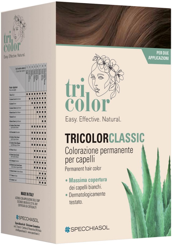 TRICOLOR CLASSIC 6,3 NOCCIOLA 2 TUBI 50 ML + 2 SHAKER 50 ML + 4 BUSTINE 8 ML - Farmacia Del Monaco