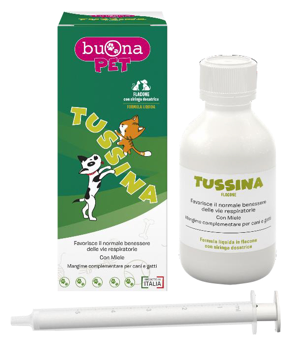 TUSSINA FLACONE CANI E GATTI CON SIRINGA DOSATRICE 100 G BUONAPET - Farmacia Del Monaco
