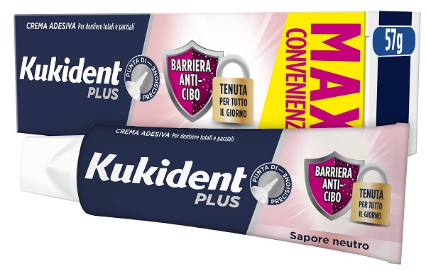 KUKIDENT PLUS BARRIERA ANTI-CIBO NEUTRO CREMA ADESIVA DENTIERE 57 G - Farmacia Del Monaco