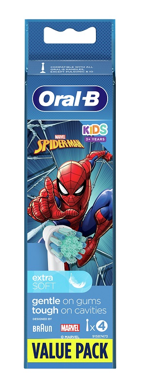 ORALB KIDS SPIDERMAN TESTINE PER SPAZZOLINO ELETTRICO 4 PEZZI - Farmacia Del Monaco