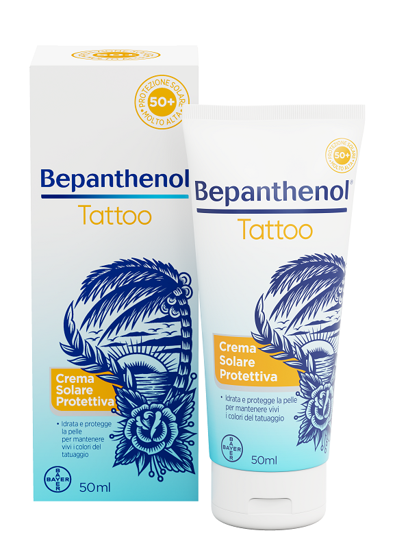 BEPANTHENOL TATTOO CREMA SOLARE PROTETTIVA SPF50+ 50 ML - Farmacia Del Monaco