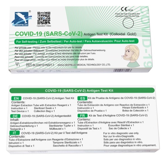 TEST ANTIGENICO RAPIDO COVID-19 DEEPBLUE AUTODIAGNOSTICO DETERMINAZIONE QUALITATIVA ANTIGENI SARS-COV-2 IN TAMPONI NASALI MEDIANTE IMMUNOCROMATOGRAFIA - Farmacia Del Monaco