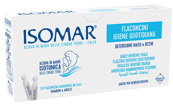 ISOMAR SOLUZIONE ISOTONICA ACQUA MARE IGIENE QUOTIDIANA 20 FLACONCINI MONODOSE 5 ML - Farmacia Del Monaco
