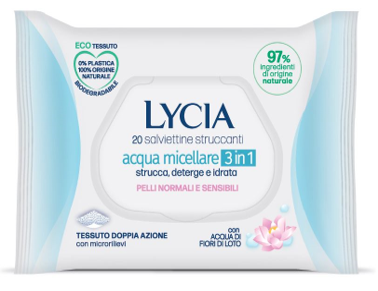 LYCIA SALVIETTINE STRUCCANTI ACQUA MICELLARE 3 IN 1 20 PEZZI - Farmacia Del Monaco