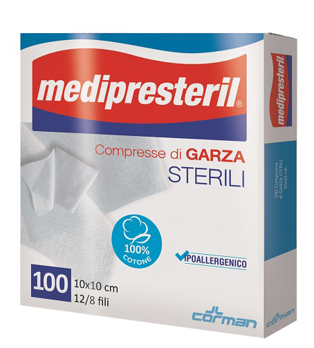 GARZA COMPRESSA MEDIPRESTERIL 12/8 FU 10X10CM 100 PEZZI - Farmacia Del Monaco